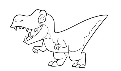 Obraz na płótnie Canvas Cartoon tyrannosaurus coloring book. Outline vector illustration for coloring book. Vector sheet icon