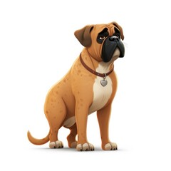 Obraz premium Bullmastiff dog illustration cartoon 3d isolated on white. Generative AI