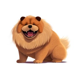Chow Chow dog illustration cartoon 3d isolated on white. Generative AI