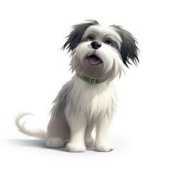 Lowchen dog illustration cartoon 3d isolated on white. Generative AI