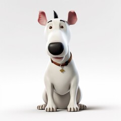 Miniature Bull Terrier dog illustration cartoon 3d isolated on white. Generative AI