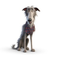 Fototapeta na wymiar Scottish Deerhound dog illustration cartoon 3d isolated on white. Generative AI