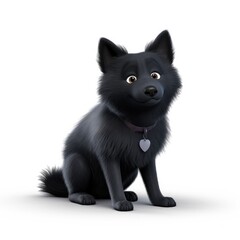 Obraz premium Schipperke dog illustration cartoon 3d isolated on white. Generative AI
