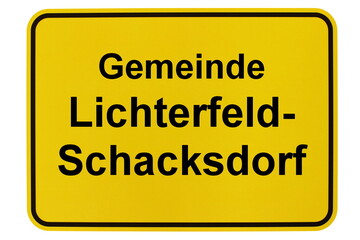 Illustration eines Ortsschildes der Gemeinde Lichterfeld-Schacksdorf in Brandenburg