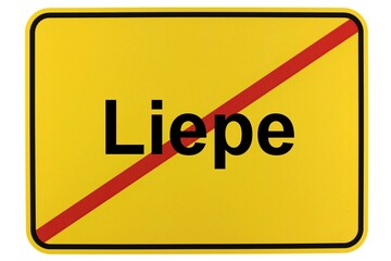 Illustration eines Ortsschildes der Gemeinde Liepe in Brandenburg