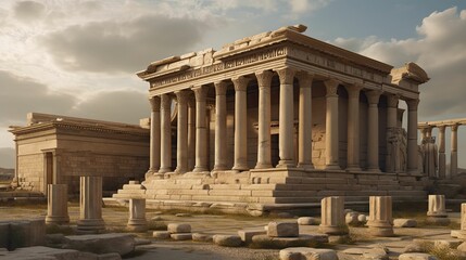 Obraz premium Exploring Ancient Greek Civilization through Generative AI: A Journey to the Past