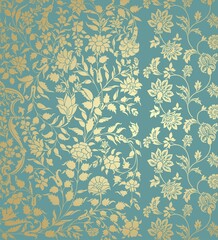 wedding card design, traditional paisley floral pattern , royal India	