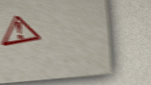 Alert stamp loopable and seamless animation. Hand stamping impact. Danger alarm, security warning caution and attention 3D rendered loop concept.