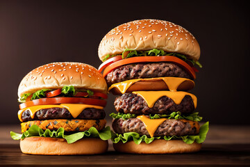 hamburger on black background