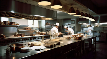 High class restaurant kitchen. Generative AI
