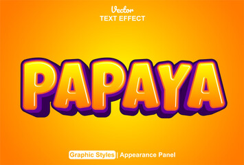 Obraz premium papaya text effect with orange graphic style and editable.