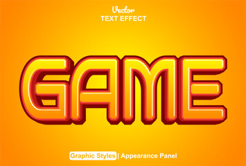 game text effect with orange color graphic style editable.
