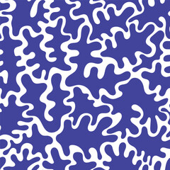 Fototapeta na wymiar Vector seamless organic shapes pattern, corals, ocean blue background