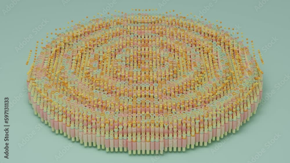 Poster loop 3d animation of a variety of telescopic tubes and rings with flying balls. the movement of the 