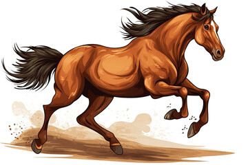 Fototapeta na wymiar Illustration of a horse running on white background