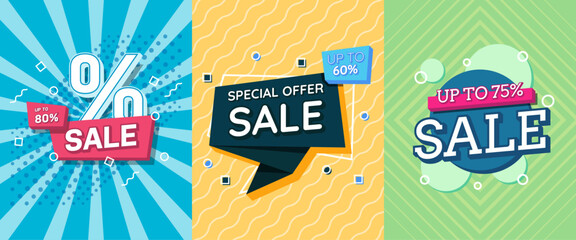 Set of sale banner. Full editable Display discount shopping. Sticker, badge, special offer black friday different styles vector Illustration