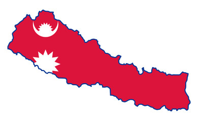 Nepal map with flag asian cartography