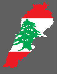 Lebanon map with flag asian cartography