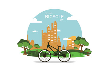 Vector world bicycle day in city vector illustration