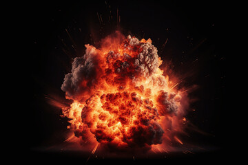 Une explosion de flammes sur fond noir » IA générative