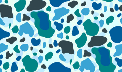 Abstract green and blue spots. Vector seamless pattern with different sea glasses.