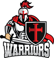 Knight Warrior mascot logo Vector