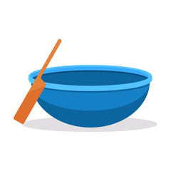 Traditional vietnamese blue round bamboo boat cartoon vector illustration isolated on white background © Mariia