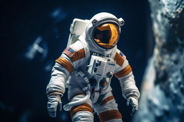 Gros plan sur un cosmonaute en apesanteur dans l'espace » IA générative