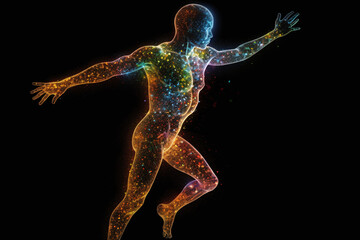 Energie se dégageant du corps humain sur fond noir » IA générative