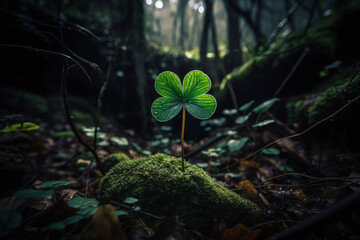 Un tr&egrave;fle &agrave; quatre feuilles dans une for&ecirc;t &raquo; IA g&eacute;n&eacute;rative