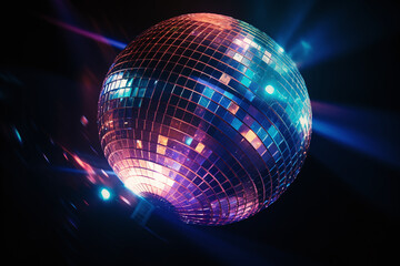 Boule disco scintillante sur la piste de danse d'une discoth&egrave;que &raquo; IA g&eacute;n&eacute;rative