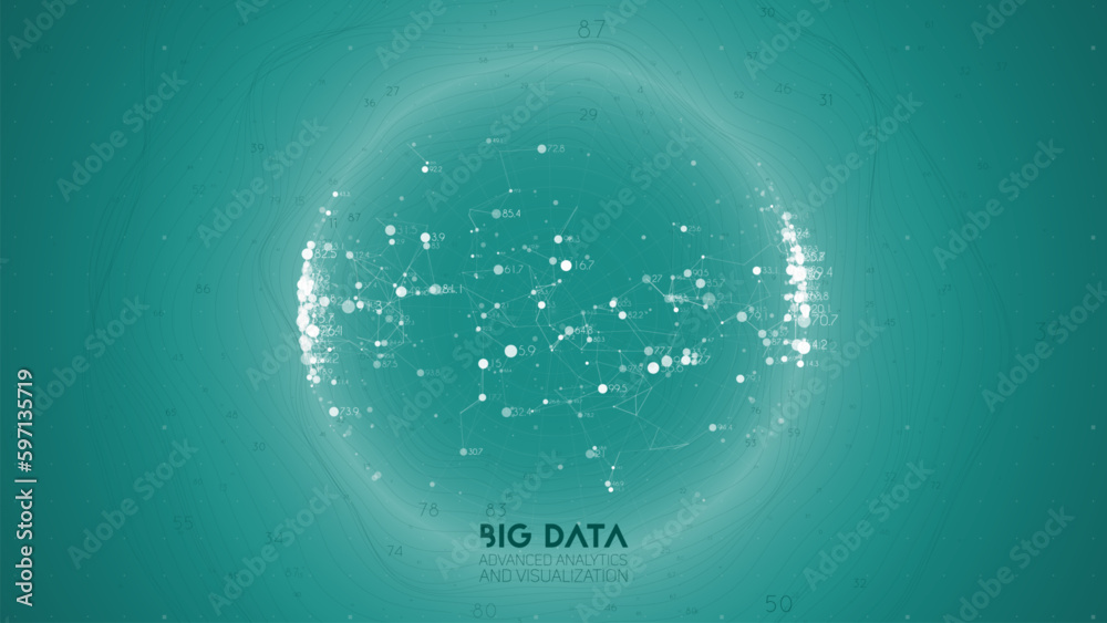Poster Big data visualization. Futuristic infographic. Information aesthetic design. Visual data complexity. Complex data threads graphic visualization. Abstract data graph.