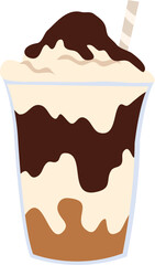 Chocolate milkshake vector. Summer cold drink