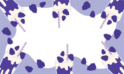 Mulberry milkshake design. Summer berries cocktails