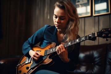 Obraz premium Electric guitar playing. Generative AI