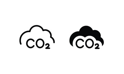 co2 emissions icon. carbon dioxide pollution. ecology and environment cloud . Carbon emissions reduction icon vector symbol logo illustration line editable stroke flat design style isolated on white