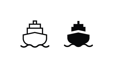 Ship icons. Shipping Cruise vector, transportation icon vector symbol logo illustration line editable stroke flat design style isolated on white