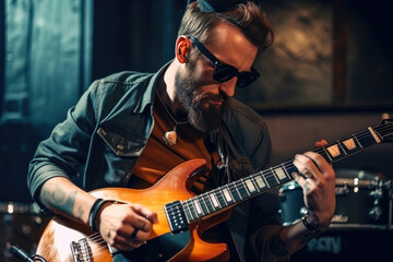Obraz premium Repetition of rock music band. Generative AI