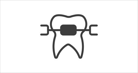 brackets icon. Filled brackets icon from dental health collection. Glyph vector. Editable brackets symbol can be used web and mobile