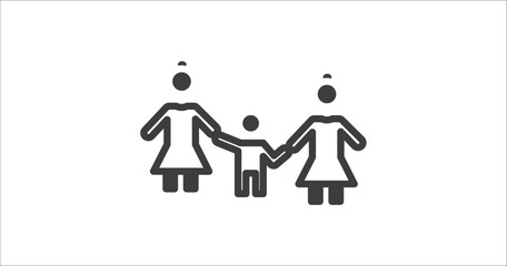 lesbian couple and son icon. Filled lesbian couple and son icon from people and relation collection. Glyph vector. Editable lesbian couple and son symbol can be used web and mobile