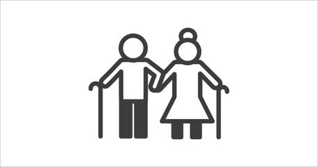 old couple icon. Filled old couple icon from people and relation collection. Glyph vector. Editable old couple symbol can be used web and mobile