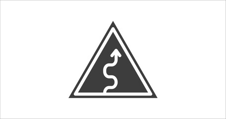 curvy road warning sign icon. Filled curvy road warning sign icon from user interface collection. Glyph vector. Editable curvy road warning sign symbol can be used web and mobile - obrazy, fototapety, plakaty