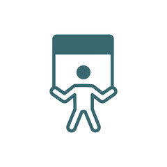 man with banner icon. Filled man with banner icon from behavior and action collection. Glyph vector isolated on white background. Editable man with banner symbol can be used web and mobile