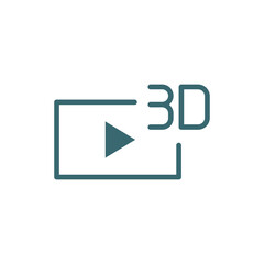 3d video icon. Filled 3d video icon from cinema and theater collection. Glyph vector isolated on white background. Editable 3d video symbol can be used web and mobile