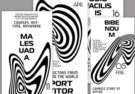 Social Media Post Layout Abstract Black and White Distorted Circle 3D Shape