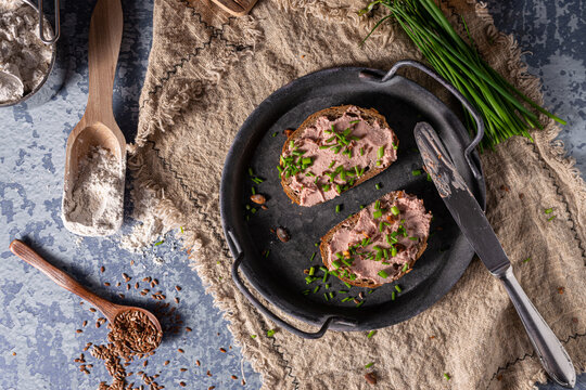 Delicious pate on homemade bread