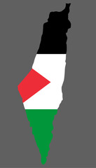 Palestine map with flag asian cartography