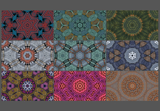 Seamless Pattern Collection with Mandala Ethic Motif