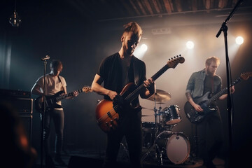 Fototapeta premium Band performs on stage. Generative AI