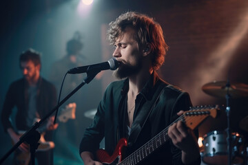 Obraz premium Rock band performing. Generative AI
